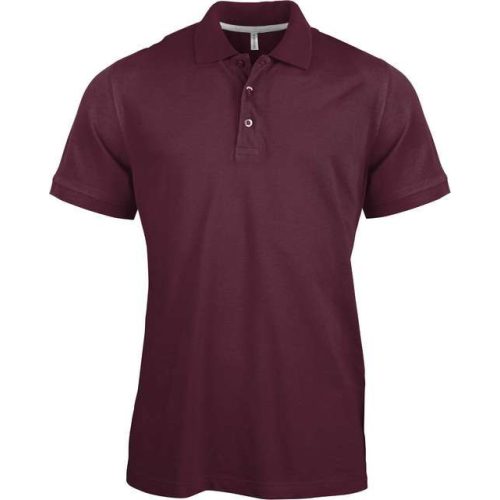 ka241wn-xl, KARIBAN (KA241)  rövid ujjú férfi galléros póló, oldalvarrott, Vörös/Wine színben,