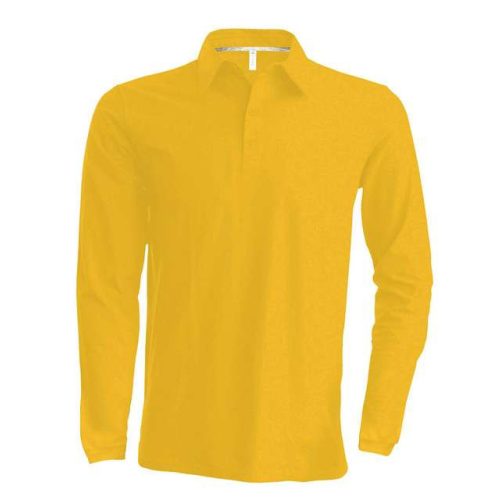 ka243ye-s, KARIBAN (KA243)  hosszú ujjú férfi galléros póló, oldalvarrott, Sárga/Yellow színben,