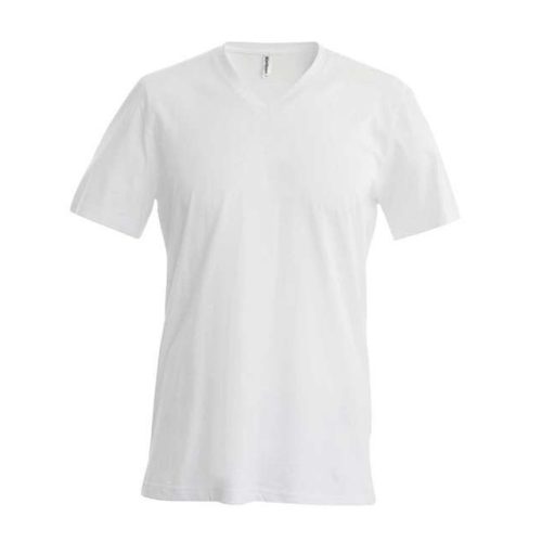 ka357wh-s, KARIBAN MEN'S SHORT SLEEVE (KA357) nyári rövid ujjú férfi póló V nyakú oldalvarrott