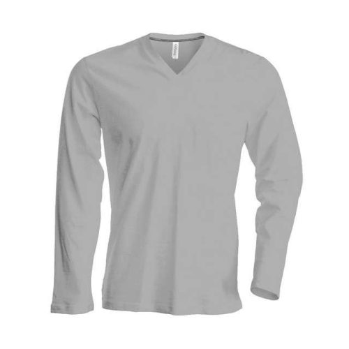 ka358oxg-s, KARIBAN MEN'S LONG SLEEVE (KA358) nyári hosszú ujjú férfi póló, V nyakú oldalvarrott