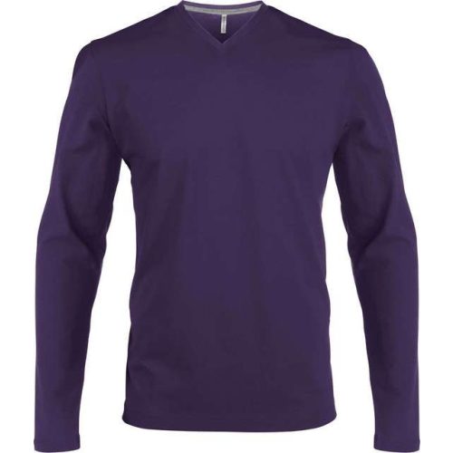 ka358pu-s, KARIBAN MEN'S LONG SLEEVE (KA358) nyári hosszú ujjú férfi póló, V nyakú oldalvarrott