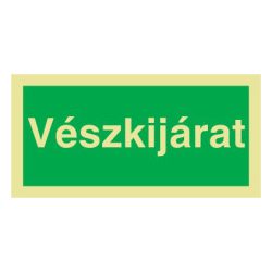   Vészkijárat, után világítós menekülési útvonalat jelző öntapadós tábla