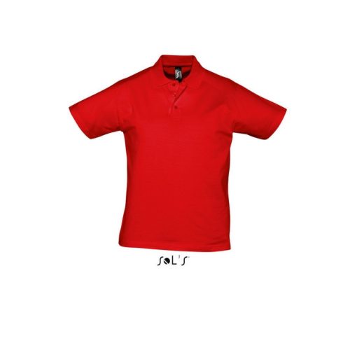 so11377re-s, SOL'S PRESCOTT (SO11377) rövid ujjú férfi galléros póló, oldalvarrott, Piros/Red
