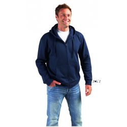   SOL'S SEVEN (SO47800) férfi pulóver poliészter/pamut oldalvarrott zsebes végig zipzáras kapucnis, Poliészter/Pamut