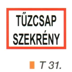 Tüzcsap szekrény helyét jelölö tábla t 31.