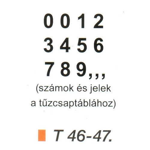 Tüzcsap számok ívben (2,6 cm) t 46