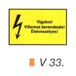 Vigyázz! Villamos berendezés! Életveszélyes! v 33